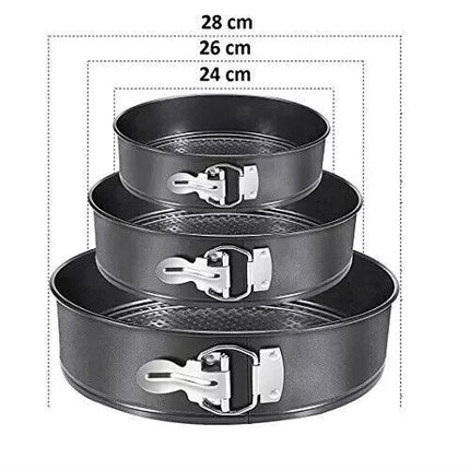 3Pcs Round Moulds Baking Tin 24 26 28cm