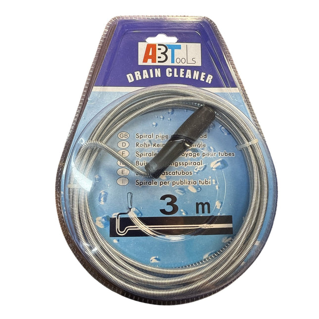 3m Long Drain Unblocker Cleaner Waste Pipe Kitchen Plunger Sink Snake Toilet