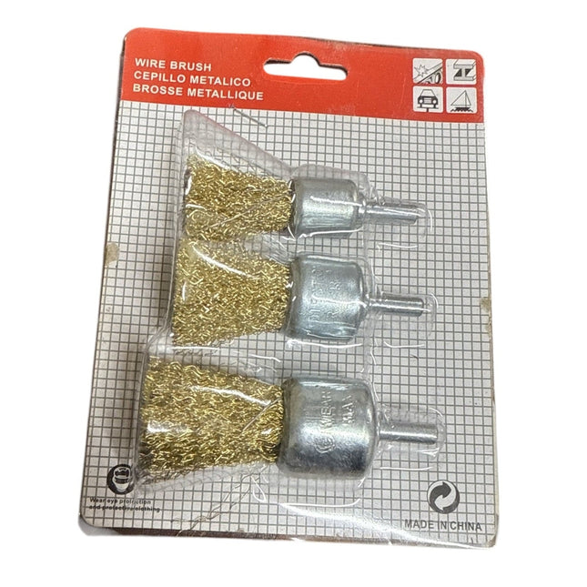3pc 25mm Rotary Brass Steel Wire Brush Crimp Cup Set wheel For Drill