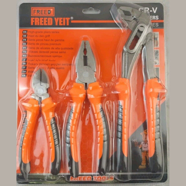 3pcs Hand Tool Kit With Plier Locking Grip Wrench Heavy Duty
