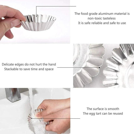 3pcs Reusable Aluminium Egg Tart Moulds Cookie