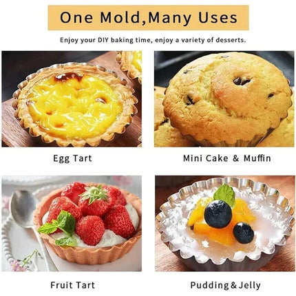 3pcs Reusable Aluminium Egg Tart Moulds Cookie