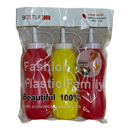 3pcs Squeeze Sauce Bottle Dispenser Mayo Ketchup Mustard BBQ Condiment 500 ML