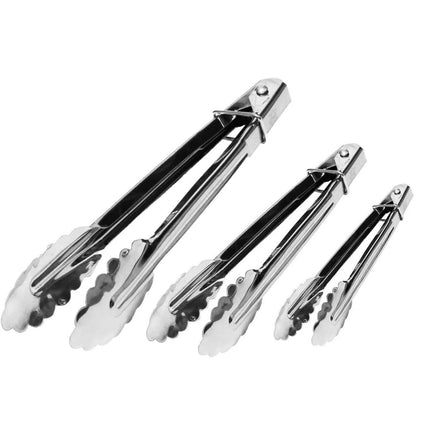 3x Stainless Steel Tongs BBQ