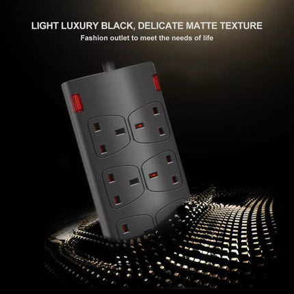 4 Way Gang Sockets 1M Extension Lead with 2 USB Ports Portable Black Black