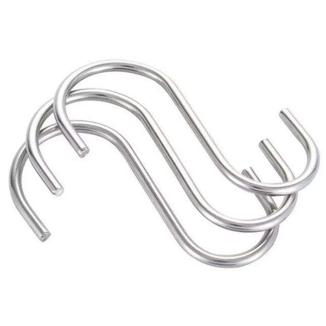 4 x S Hooks Heavy Duty Steel S Hook Hanging Clothes Kitchen Garage Butcher Tool