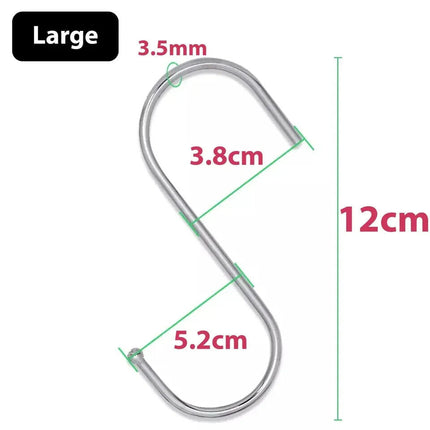 4 x S Hooks Heavy Duty Steel S Hook Hanging Clothes Kitchen Garage Butcher Tool