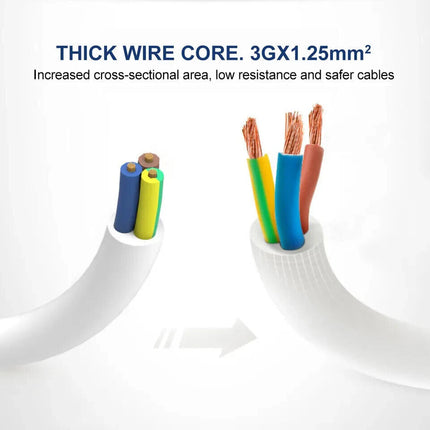 4Way Gang 2m Extension Lead Cable UK Mains Plug Sockets with Switched