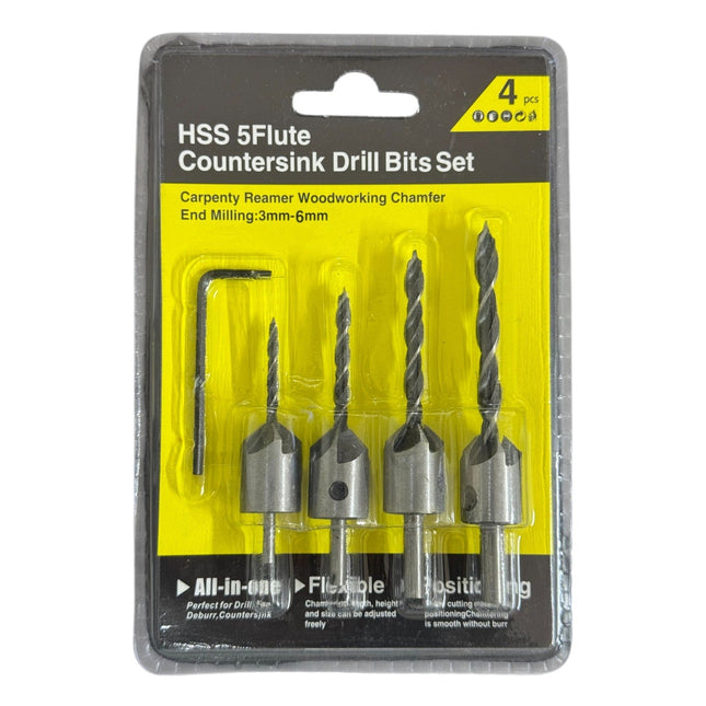 4pcs Countersink Drill Bits Set