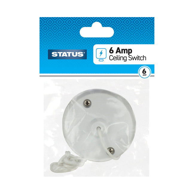 6 Amp Ceiling Switch Pull Cord 2 Way White