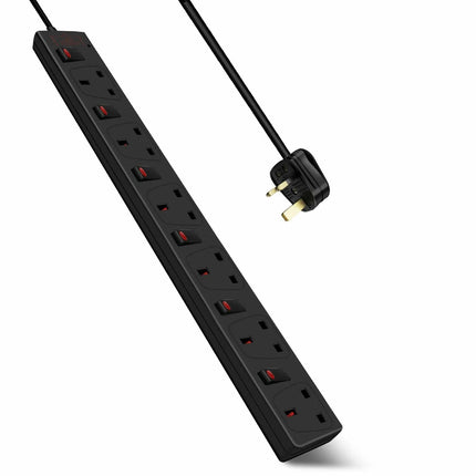 6 Gang Individual Switched Surge Protected 2M Extension Lead Led Indicators