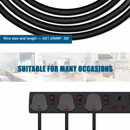 6 Gang Individual Switched Surge Protected 2M Extension Lead Led Indicators
