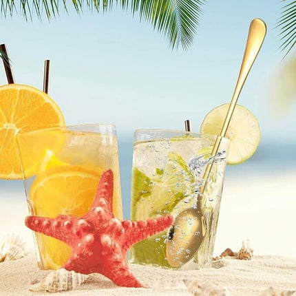 6 Pieces Stainless Steel Long Handled Latte Silverware Tea Coffee Spoons 7.5"