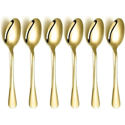 6 Pieces Stainless Steel Soup Spoons 8 in Table Dinner Spoons Serving Spoons