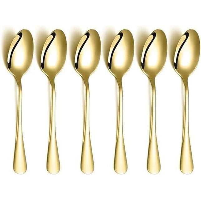 6 Pieces Stainless Steel Soup Spoons 8 in Table Dinner Spoons Serving Spoons
