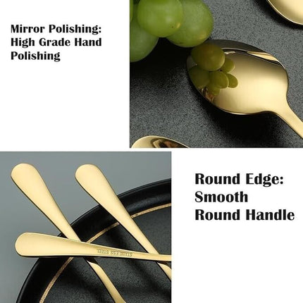 6 Pieces Stainless Steel Soup Spoons 8 in Table Dinner Spoons Serving Spoons