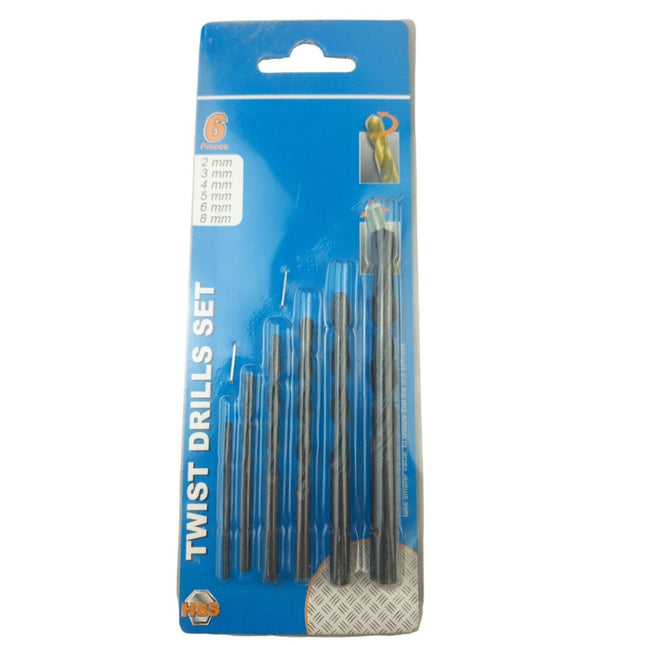 6 Twist Drill Bit Set High Carbon Steel 6 Size 2,3,4,5,6,8mm Doweling