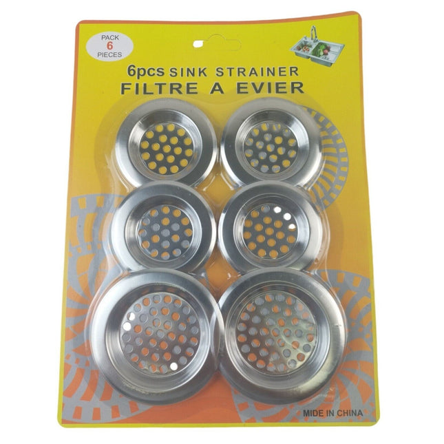 6 X STAINLESS STEEL SINK BATH PLUG HOLE STRAINER DRAINER BASIN HAIR TRAP COVER