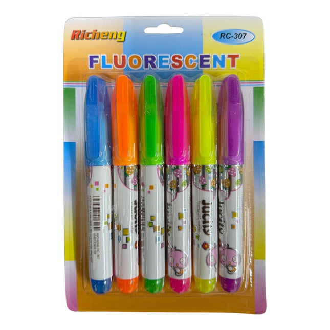 6Pcs Fluorescent Marker Highlighters
