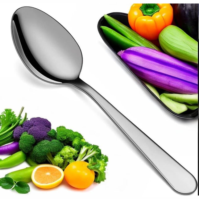 6pcs Stainless Steel Dinner Soup Spoons, Silverware Tea Dessert Spoons 7" Lightweight