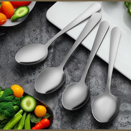 6pcs Stainless Steel Dinner Soup Spoons, Silverware Tea Dessert Spoons 7" Lightweight