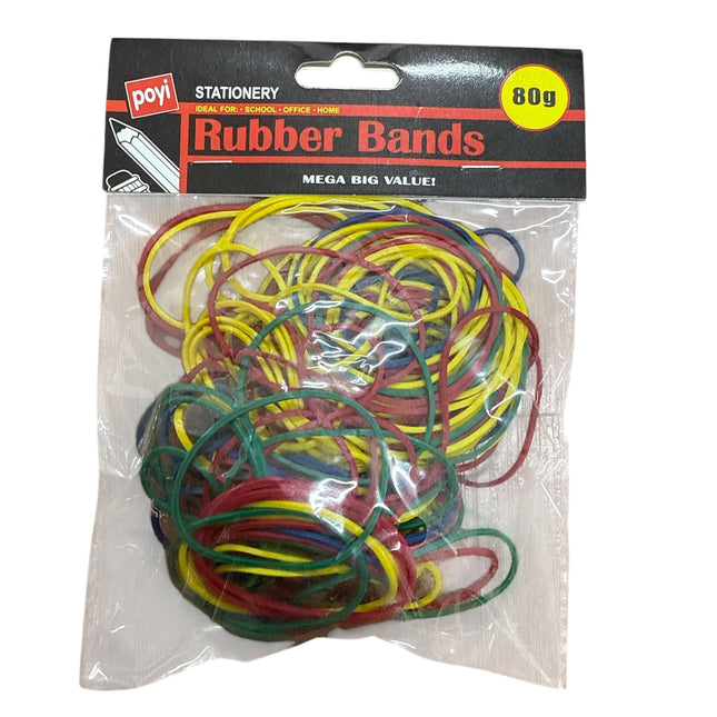 80g Multicoloured Rubber Bands High Elastic Durable Natural Rubber
