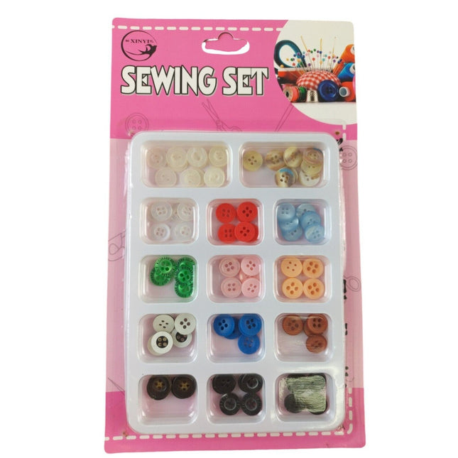80pc Sewing Button Kit Clear Flat TwF Hole Buttons Dress Shirt Jacket Craft Set