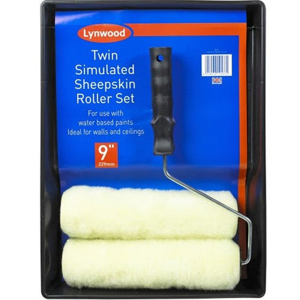 9" TWIN SIMULATED SHEEPSKIN SET
