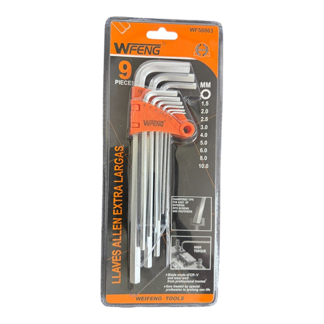 9 pc Allen long Hex key set
