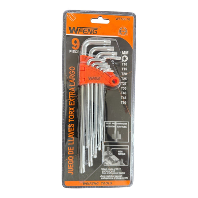 9 pc Allen long torx key set