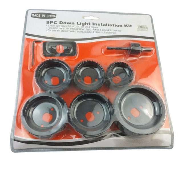 9Pcs Multiple Sizes Hole Saw Downlight Installation Kit 51-89mm Universal