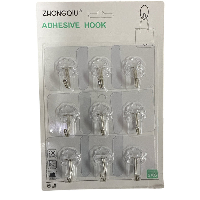 9pcs/pk Adhesive Hooks 6x6cm