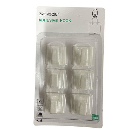 Adhesive Hooks 6pcs/pk