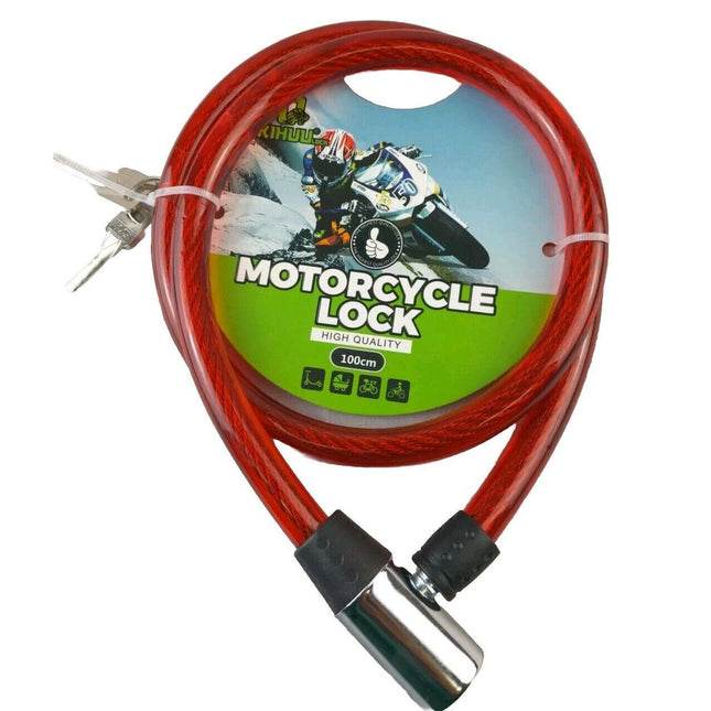 Bike Lock Cable with Keys 100cm Heavy Duty Strong Steel Bicycle Security Chain