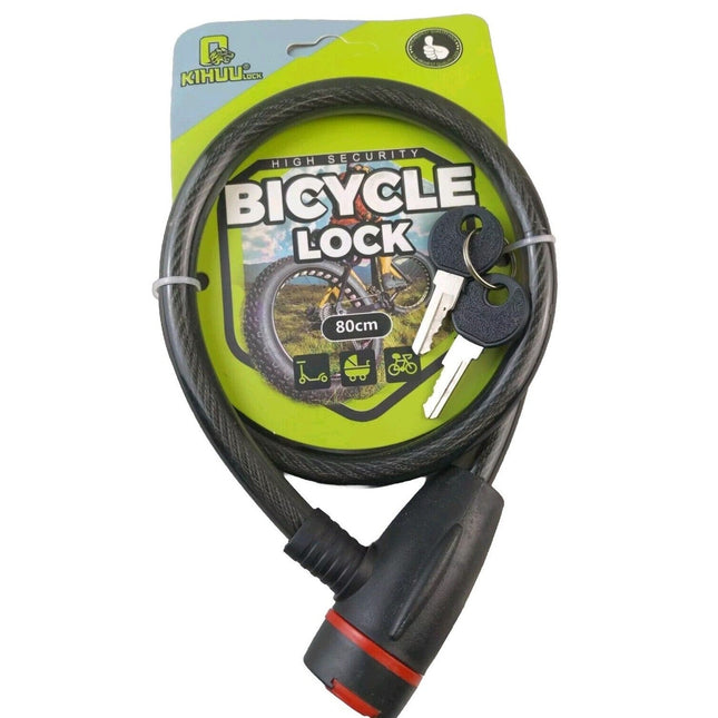 Bike Lock Cable with Keys 80cm Heavy Duty Strong Steel Bicycle Security Chain
