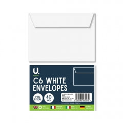 C6 White Envelopes, 40pk in CDU