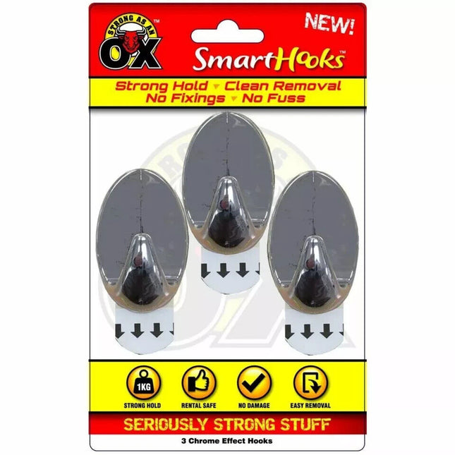 CHROME EFFECT HOOKS - 3PK