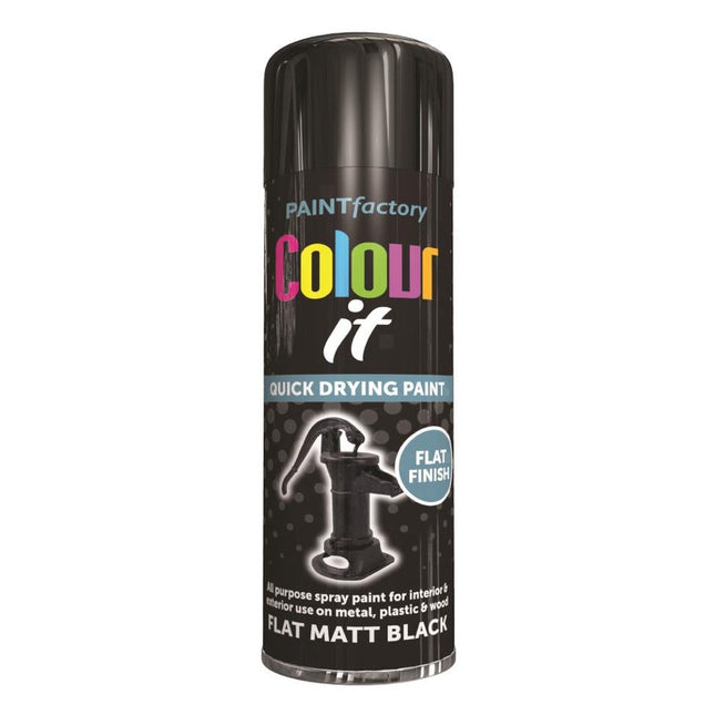 COLOUR IT SPRAY FLAT MATT BLACK 250ML