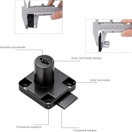 Cam Drawer Cabinet Cupboard lock 2 key Black