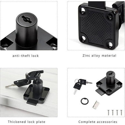Cam Drawer Cabinet Cupboard lock 2 key Black