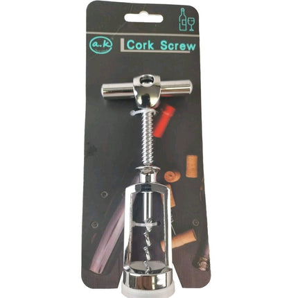 Chrome Corkscrew & Wine Bottle Opener 15cm