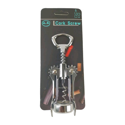 Chrome Corkscrew & Wine Bottle Opener 18cm