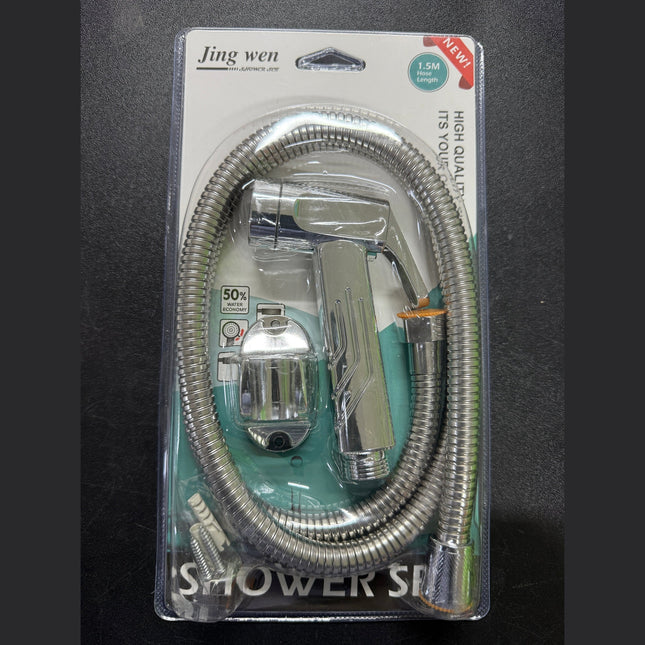 "Complete Shower Set Handheld Sprayer with 1.5M Stainless Steel Hose & Wall Mount Holder"