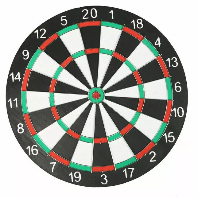 DART BOARD GAME FOR ADULTS KIDS DARTBOARD + 6 DARTS PUB SET NEW 16" DOUBLE SIDED