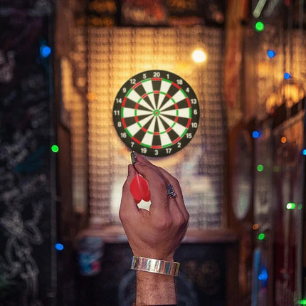 DART BOARD GAME FOR ADULTS KIDS DARTBOARD + 6 DARTS PUB SET NEW 16" DOUBLE SIDED