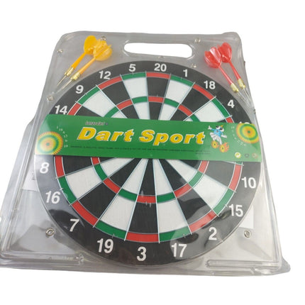 DART BOARD GAME FOR ADULTS KIDS DARTBOARD + 6 DARTS PUB SET NEW 16" DOUBLE SIDED