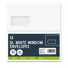 DL White Window Envelopes 30pk