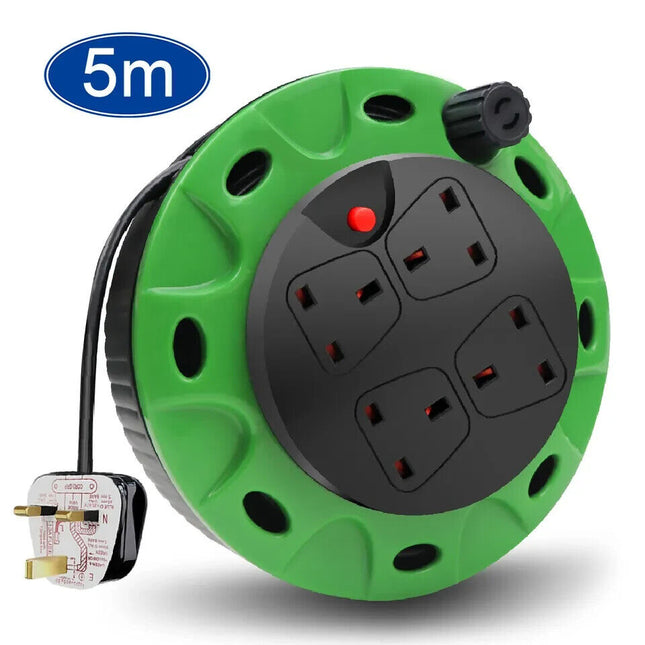 Extension Cable Reel 13Amp 4 Sockets Garden Tools Light 5/10/15/25/50m Cable