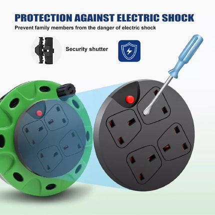 Extension Cable Reel 13Amp 4 Sockets Garden Tools Light 5/10/15/25/50m Cable