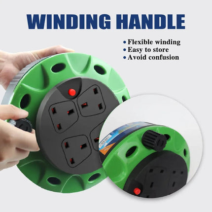 Extension Cable Reel 13Amp 4 Sockets Garden Tools Light 5/10/15/25/50m Cable